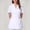 #0754-White, variant on Women Lapel Short Sleeve Breathable Uniform Top Medical Nurse Scrub Workwear White L Gift