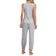 thumbnail image 3 of Pijamas de mujer INSPIRE CHIC, conjunto de loungewear de punto sin mangas, con top de cuello en V y pantalones, talla XS, gris, 3 of 6