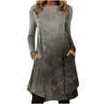 thumbnail image 2 of Robe Décontractée Maxi d'Automne pour Femmes, Aguichant, Douce, à Col Rond, Manches Longues, Formelle, à Imprimé Floral Irrégulier et Teinture sur Nœuds en Blocs de Couleur, 2 of 5