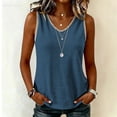 thumbnail image 7 of Women's V Neck Shirts Contrast Trim Sleeveless Tank Top Breathable Casual Undershirt for Summer Blue 2XL, 7 of 7