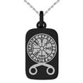 thumbnail image 1 of Stainless Steel Binding Vegvisir Troll Cross Runic Viking Engraved Small Rectangle Dog Tag Charm Pendant Necklace, 1 of 1