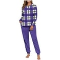 thumbnail image 2 of SYMOID Womens Purple Plaid Long Sleeve Pajama Set - 100% Polyester Soft, Cuffed Jogger Pants, for Sleeping & Lounging, S-XXL,Size 2XL, 2 of 6