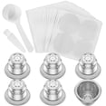 thumbnail image 3 of Qenwkxz 6pcs Reusable Espresso Capsules 304 Stainless Steel Refillable Coffee Pods with 200 Aluminum Foils Seals Reusable Coffee Capsule Kit with Brush Spoon for Some Portable Coffee Machines, 3 of 11