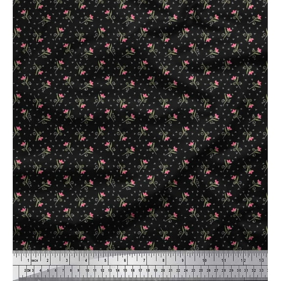 Soimoi Cotton Duck Fabric Swirl,Triangle & Floral Artistic Print Fabric by The Yard 42 Inch Wide
