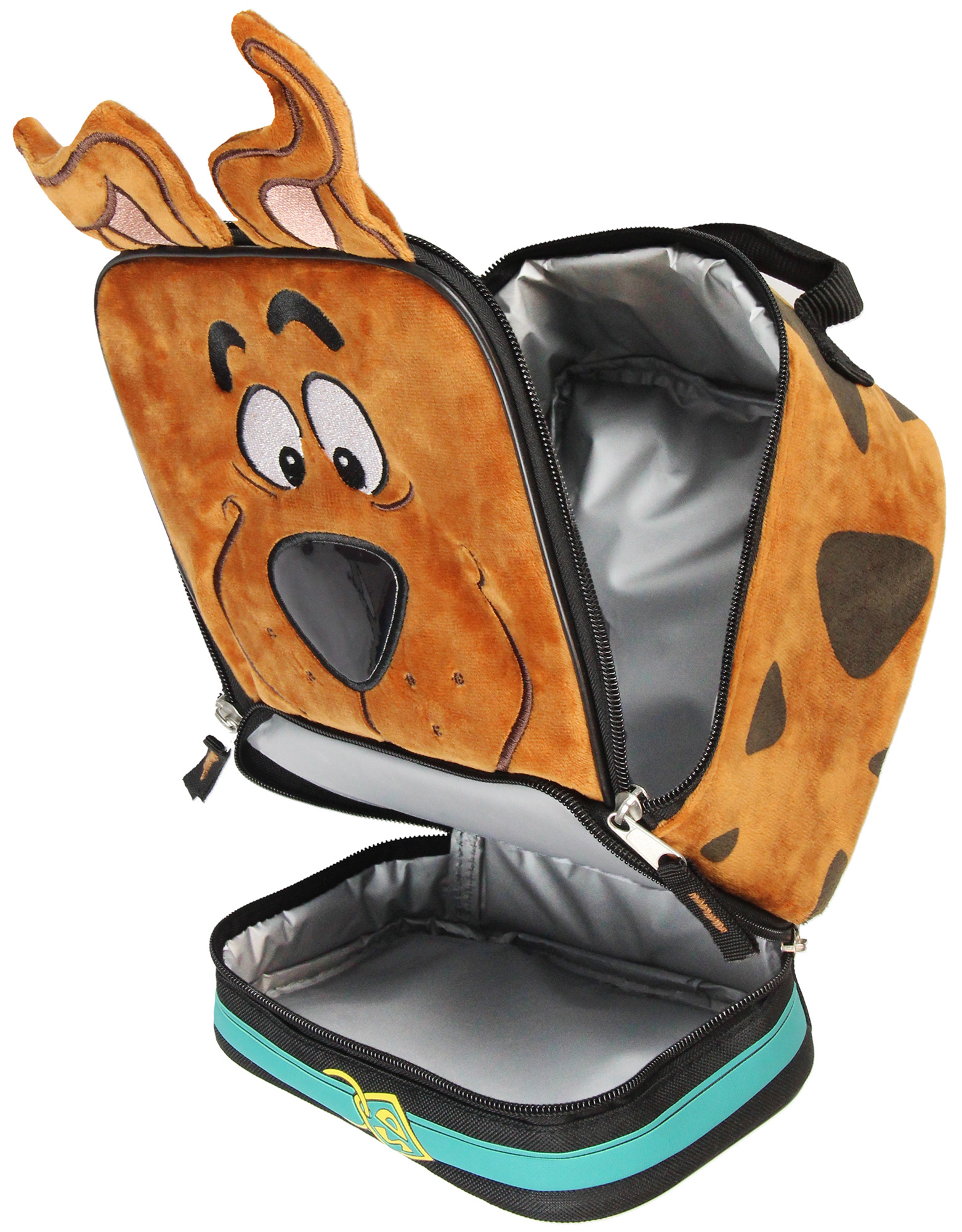 Scooby Doo Character Embroidered Face with 3D Ears Insulated Dual Compartment Lunch Bag Lunch Box Tote 10"