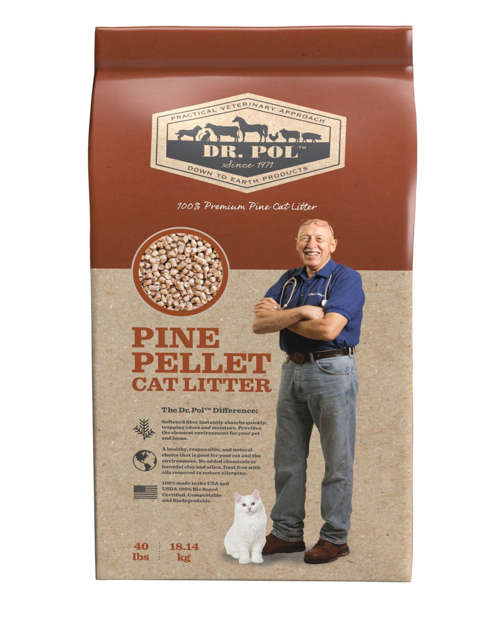 Dr. Pol Pine Pellet Cat Litter - 40lb Bag - Walmart.com