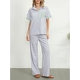 thumbnail image 2 of JYYYBF Women Striped Pajama Set, Short Sleeve Button Closure Shirt with Pants Sleepwear Loungewear, 2 of 8