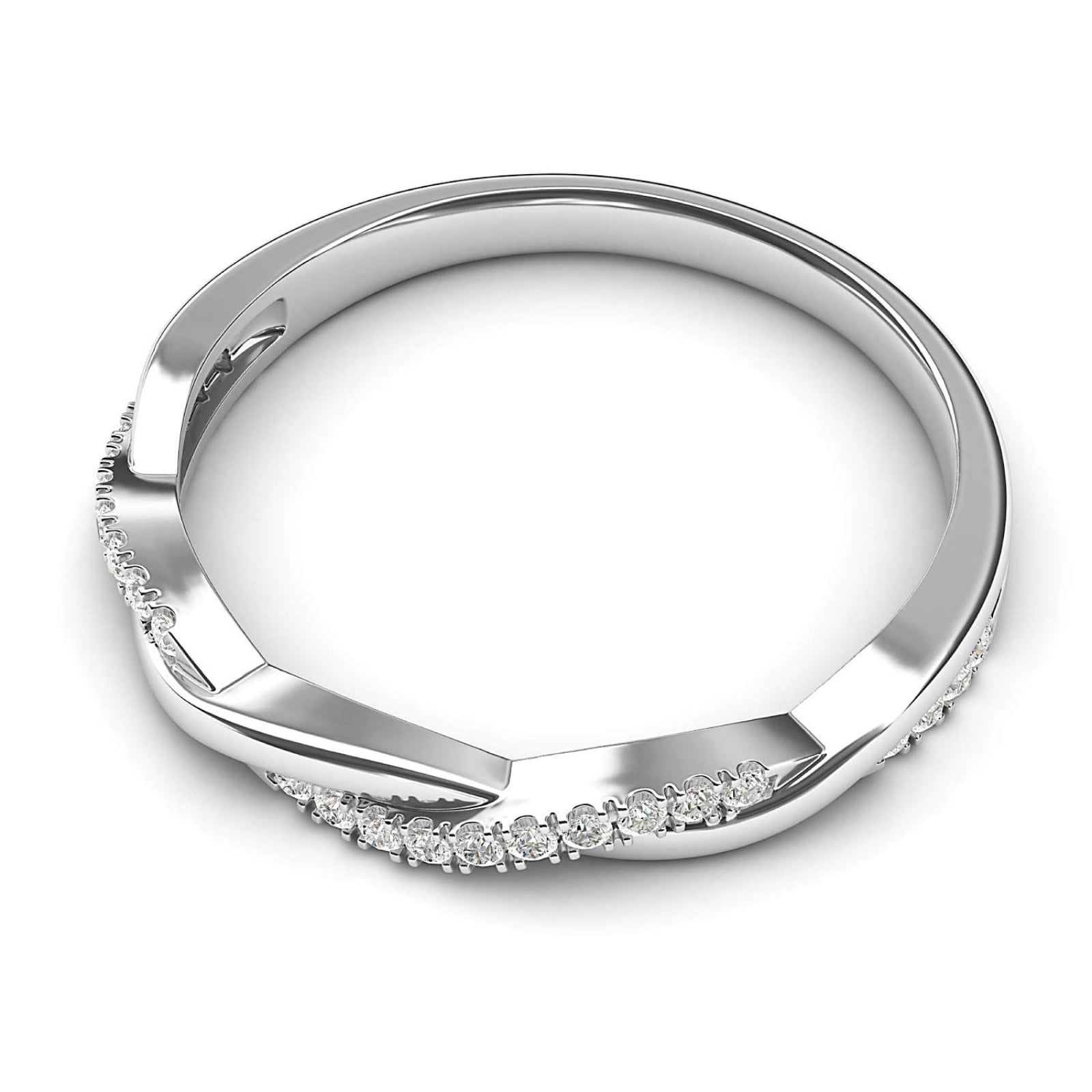 SFTING Half Eternity Twisted Stackable Wedding Ring for Women 925 Sterling Silver Zirconia Size 7