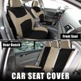 thumbnail image 2 of Fundas de asiento de coche universales para interior, transpirables, duraderas, lavables, acolchadas de espuma plana, fundas de asiento de coche de algodón y lino aptas para coches, camiones y todoterrenos, color beige Unique Bargains fundas para asientos de automóviles, 2 of 9