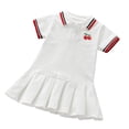 thumbnail image 2 of Afuyipoi Girls Embroidered Polo Dress (1-8 Years) Short Sleeve Pleated School Uniform Style Summer Cotton Casual Sundress White 3T, 2 of 5