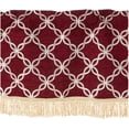 thumbnail image 3 of Violet Linen Signature Chenille Diamond pattern, Polyester Chenille Jacquard, with Fringes, Burgundy, 60 Inch x 18 Inch, Decorative Window Treatment Rod Pocket Curtain Valance, 3 of 7