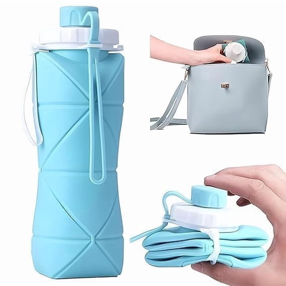 Folding Silicone Water Bottle – Collapsible, BPA-Free, Leak-Proof, and Eco-Friendly Design – Outdoor Travel Portable Water Cup Running, Riding, Travel, Camping Hiking Kettle - 600 Ml