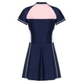 thumbnail image 2 of Sholeno Girls One Piece Short Sleeve Swim Dress Color Block Rash Guard Sport Swimwear Bathing Suit Dark Blue 5-6, 2 of 7