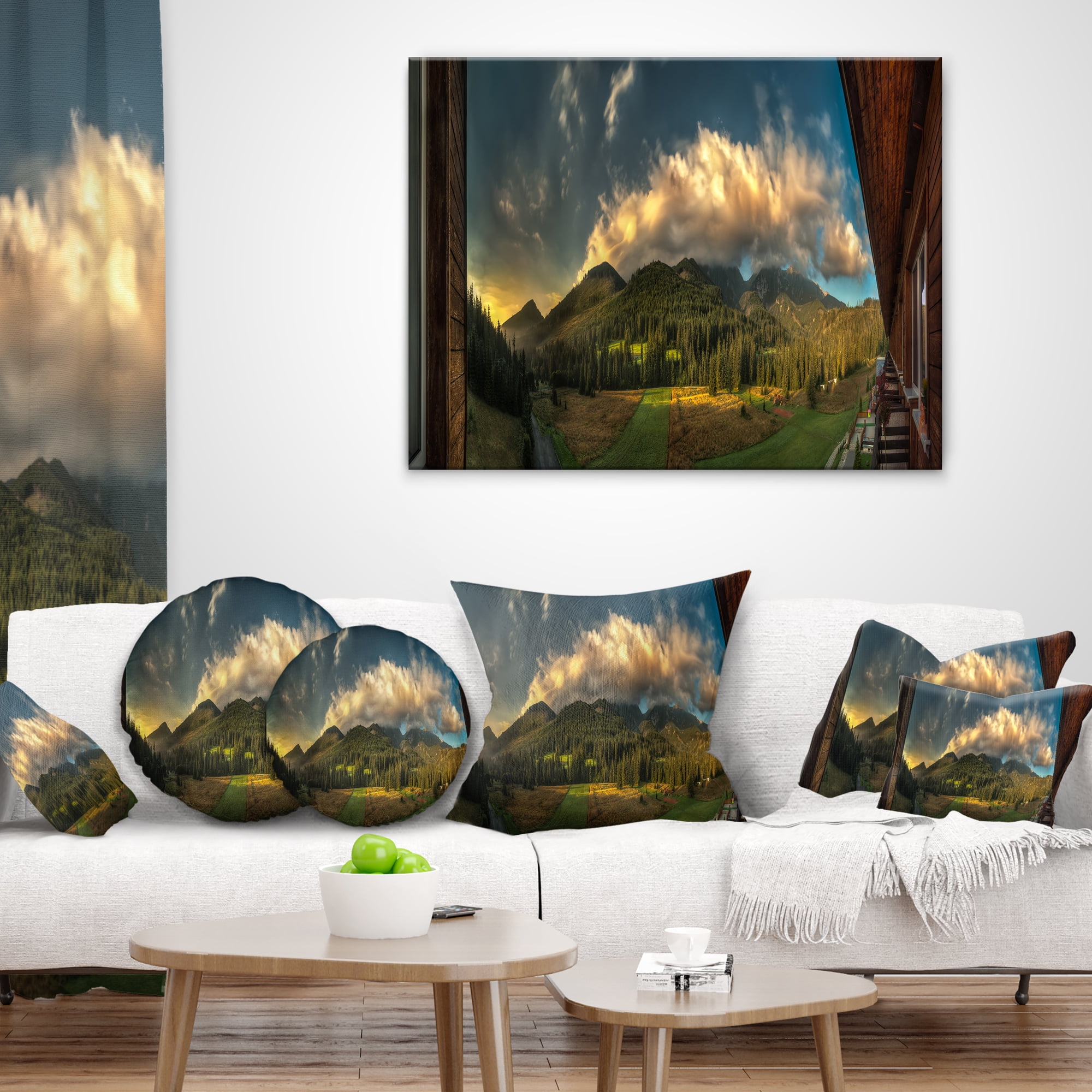 Designart Outside View from Hotel Room - Landscape Printed Throw Pillow - 16x16