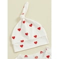 thumbnail image 6 of Suealasg Newborn Boys Girls 2 Piece Valentine Outfits Long Sleeve Heart Print Jumpsuit Hat Infant Baby Spring Footies Rompers Sleepwear, 6 of 9