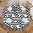 thumbnail image 1 of ZNDUO Cross Black Stripes Pattern Round Tablecloth, Anti-fouling and Anti-wrinkle Washable Polyester Table Cloth, 60 inch, 1 of 8
