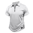 thumbnail image 6 of GrmtClth Polo Shirts for Men Summer Fashion Short Sleeve Golf Shirt Soft Quarter Zip Blouse Dressy Collared Clothing with Pocket Light Gray S, 6 of 6