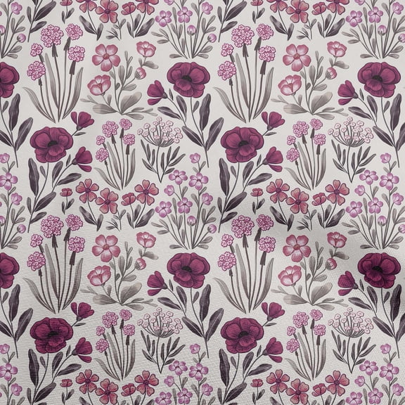 oneOone Velvet Dark Magenta Fabric Floral Retro Craft Projects Decor Fabric Printed By The Yard 58 Inch Wide