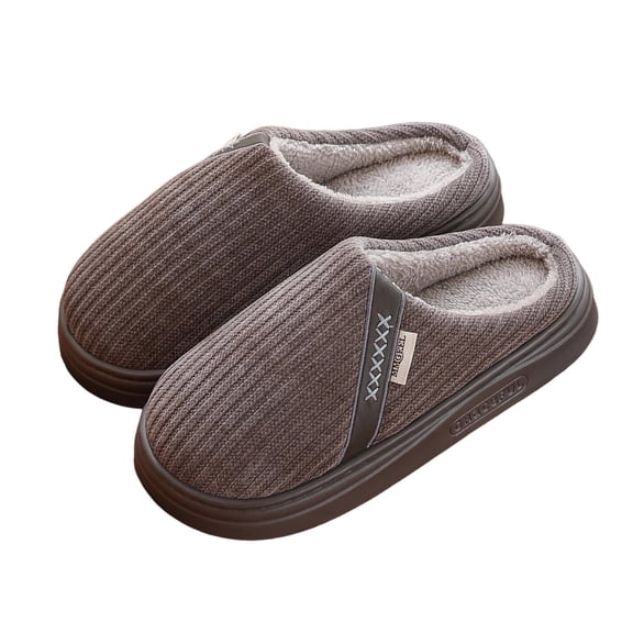 Wensltd Men Closed-Toe Plush Lined Slippers Indoor Outdoor House Shoes Cozy Winter Slippers for Men Gray
