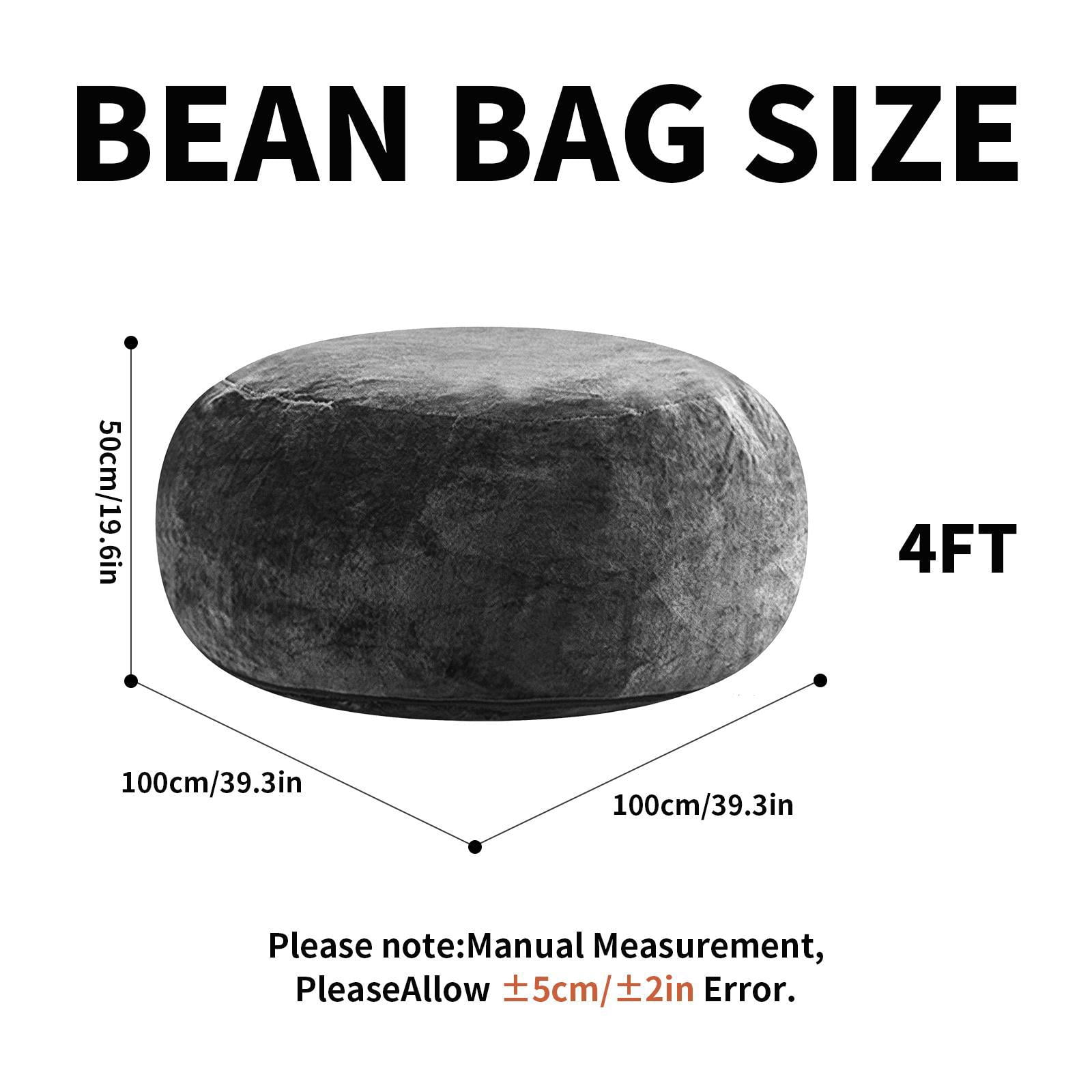 Hommoo 4FT Bean Bag Chair, Memory Foam Filling Soft Sofa with Flannel Cover, Round Sofa for Living Room, Bedroom, College Dorm, Dark Gray