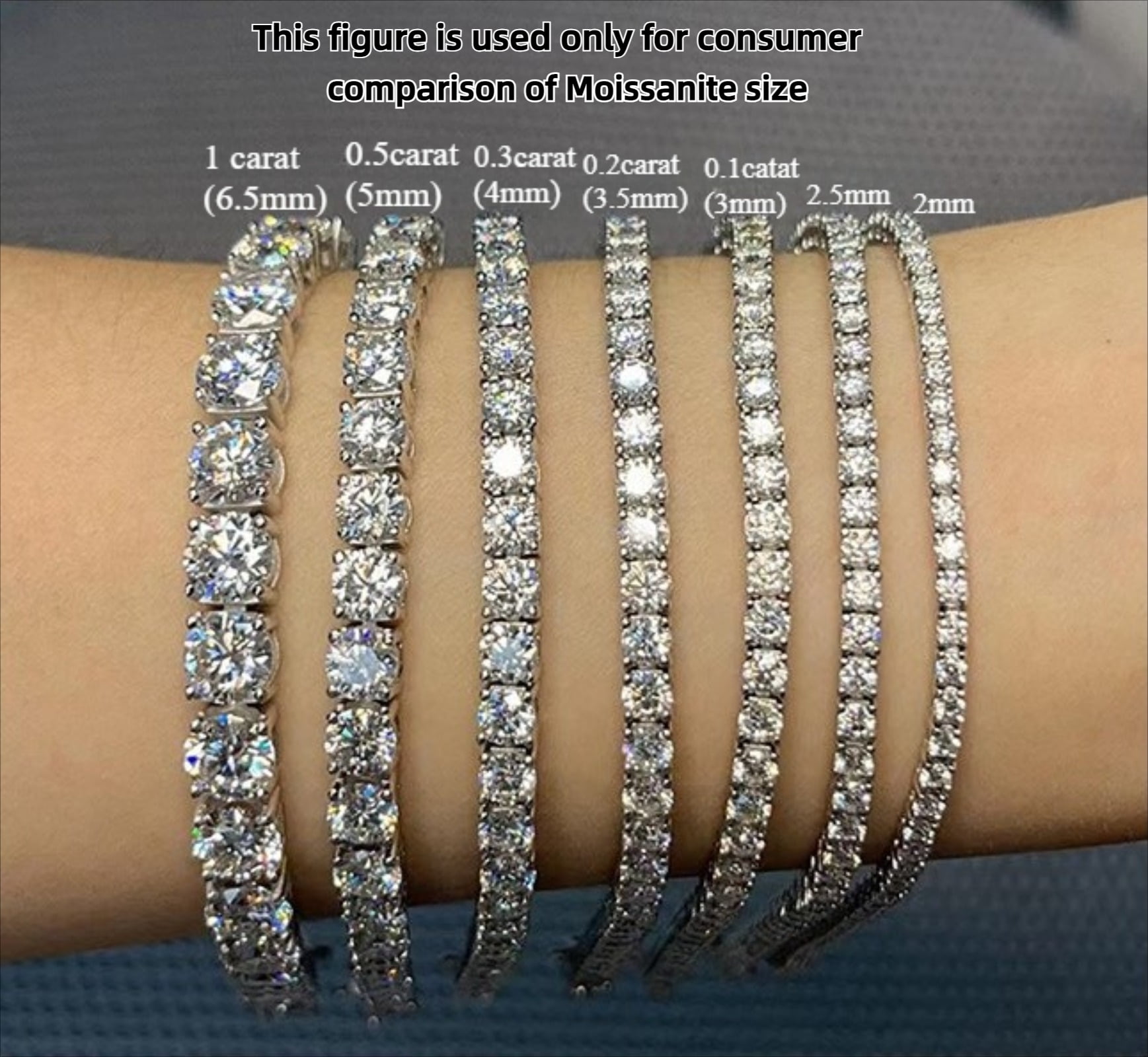 0.1 Carat Moissanite Tennis Bracelet Men Diamond Tennis Bracelet Wedding Bracelets for Women Lab Diamond Tennis Bracelet Gold 18K Plated Women's Tennis Bracelets