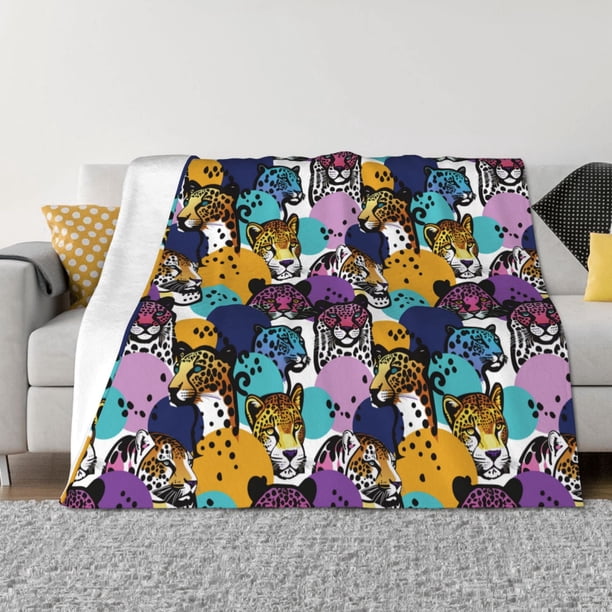 Balery Retro Panther Manta de Franela con Dibujo, Lujo Ultra Suave y Cálido, Antipelusa y Resistente a las Arrugas para Cama, Sofá, Camping -50"x40"