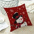 thumbnail image 5 of Snowman Christmas Pillow Covers 20x20 Inch Set of 2, Red Background White Snow Snowman Decorative Throw Pillows Farmhouse Linen Xmas Winter Holiday Cushion Case for Sofa Couch Outdoor Decor, 5 of 6