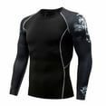 Fashion Men's Long Sleeve Yoga Fitness Print Casual TShirt Sport Top