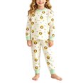 thumbnail image 4 of ITSAME Girls Outfit 2-Piece Cartoon Print Cotton Long Sleeve Crewneck Pullover and Pants Sleepwear Set Size 3T, 4 of 6