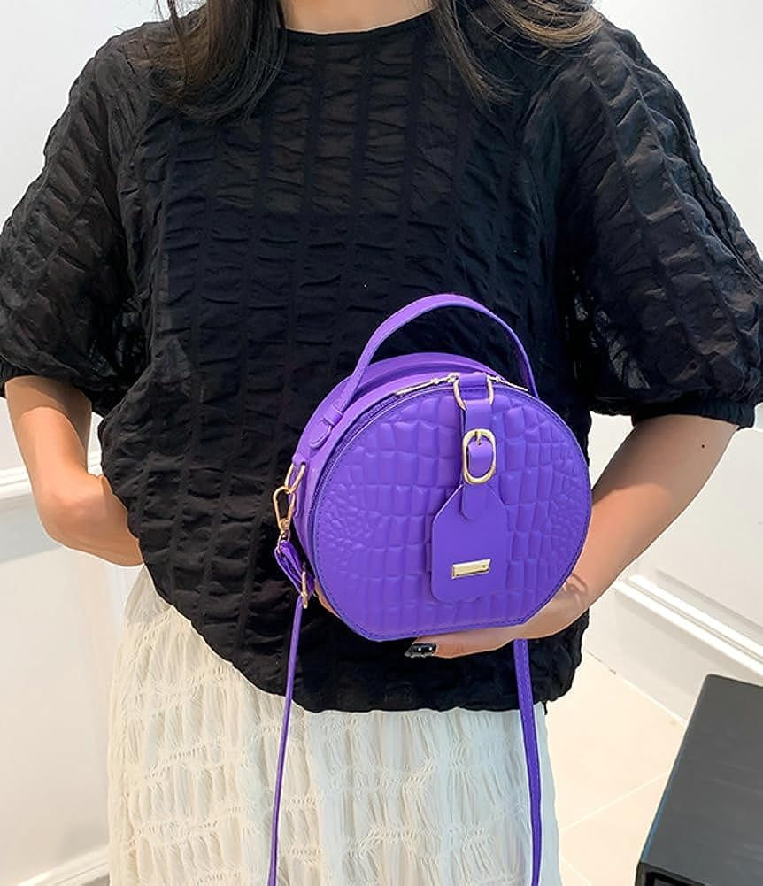 Kukuzhu Hobo Bags for Women Round Tote Bag Leather Crossbody Bag Casual Chic Top Handle Purse