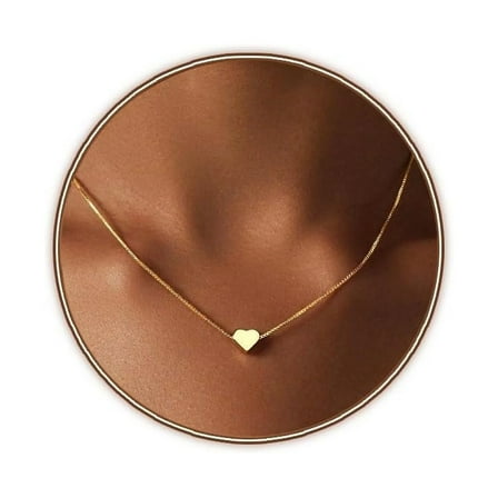 DESIGNICE Gold Heart Necklace for Women - Dainty Gold Necklace 14K Gold/Silver Plate Cute Heart Pendant Choker Necklaces Gold Love Heart Chain Necklace for Women Dainty Gold Jewelry Gifts for Women