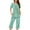 Green#1, variant on Women's Summer Floral Print Henley Sleepwear Set - Button-Up Short Sleeve Top Capri Pants with Side Pockets Stretchy Pajamas Set Loungewear (S-3XL)