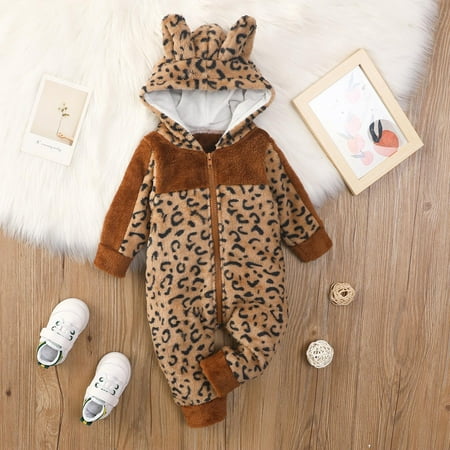 

NIUREDLTD Boys Girls Long Sleeve Winter Bear Ears Hooded Jumpsuit Romper