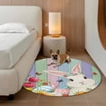 thumbnail image 2 of Easter Bunny Round Area Rug 8Ft Washable Large Circle Rugs for Living Room Dorm, Farmhouse Watercolor Eggs Tulip Wood Grain Non-Slip Carpet Floor Mats Indoor Outdoor Carpet Runner Home Decor, 2 of 8