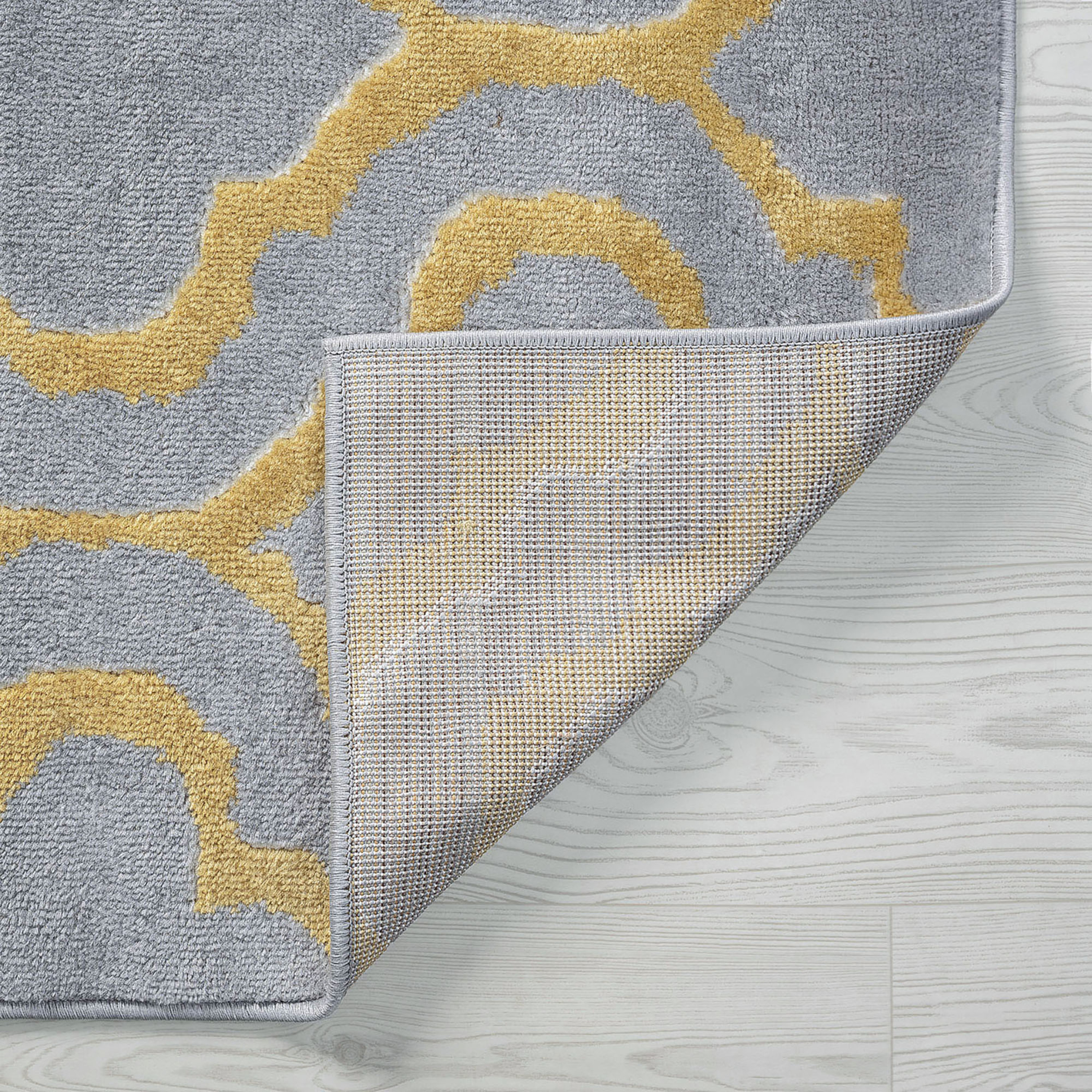 Transitional 5x8 Area Rug (5'3'' x 7'3'') Geometric Yellow, Gray Living Room Easy to Clean