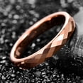thumbnail image 2 of 4mm Tungsten Carbide Ring Wedding Bands for Women Rose Gold Faceted Wedding Ring, 2 of 5