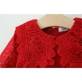 thumbnail image 4 of Staki Girl Long Sleeve Dress Girls Dress Kids Crew Neck Long Sleeve Cute Fall Winter Dresses for Toddler Girls(Red,3-4 Years), 4 of 9