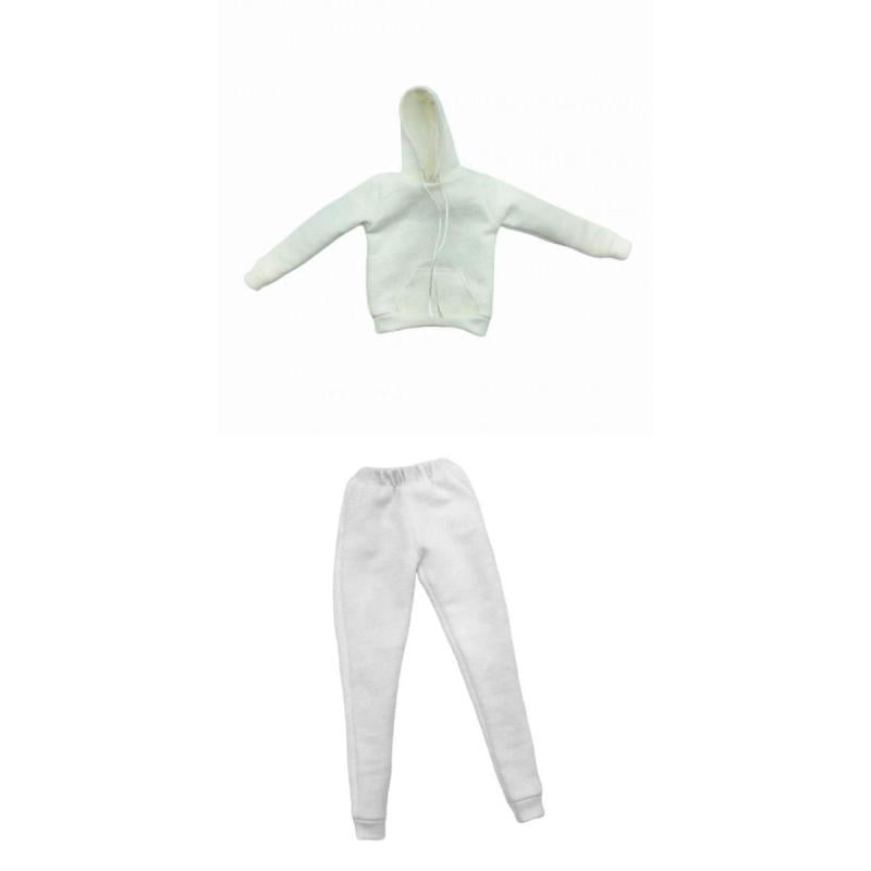 1/6 Womens Zip Up Hoodie Sweatshirt Pants Outfit for Hot Toy 12'' Figures White 