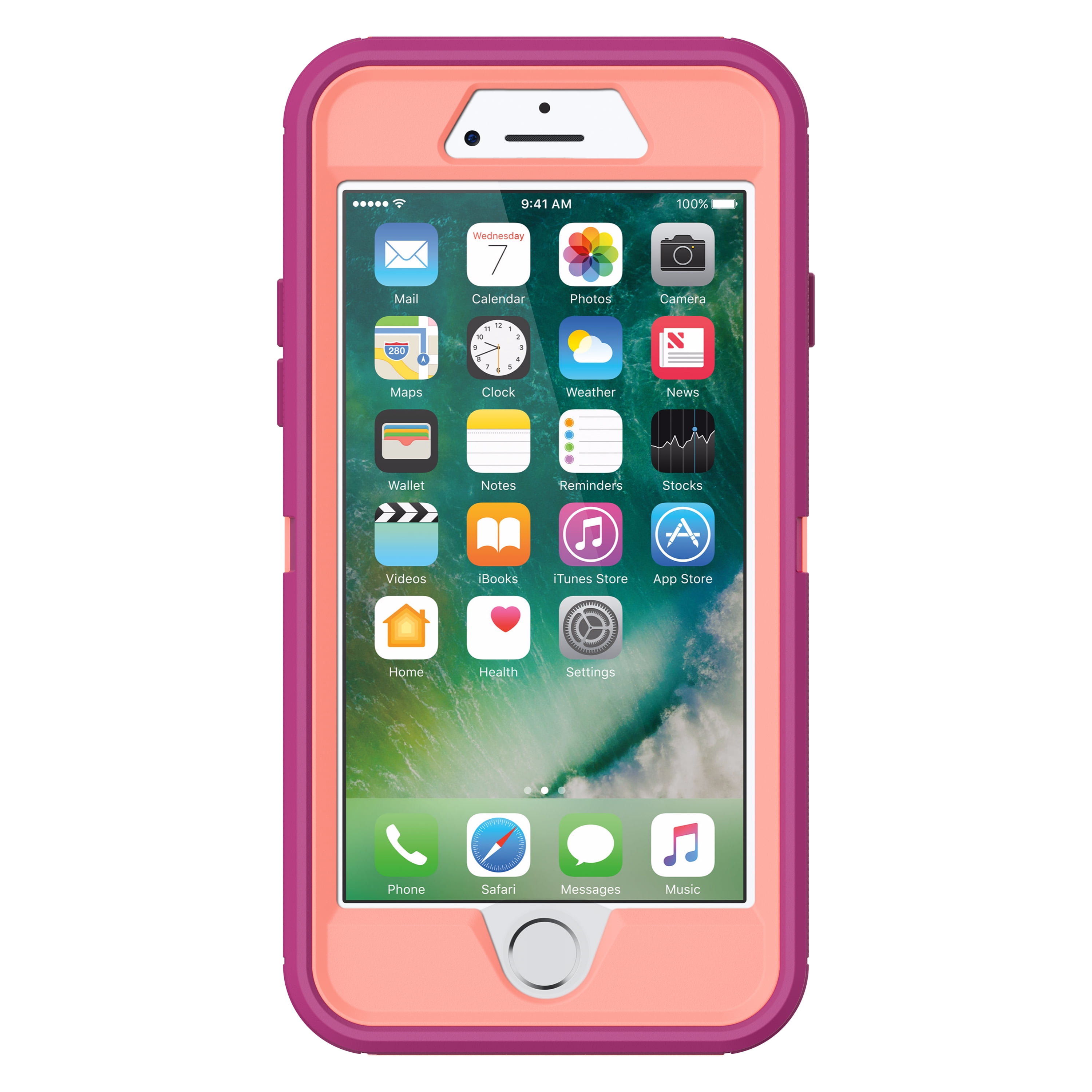 OtterBox Defender Series Case for iPhone 8 and iPhone 7, Coral Dot