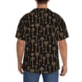 thumbnail image 3 of Lsque Keys print Men's Cuban Collar Short Sleeve Shirt Summer Beachwear Casual Button Down Fashionable Vacation Leisure Shirt-X-Large, 3 of 7