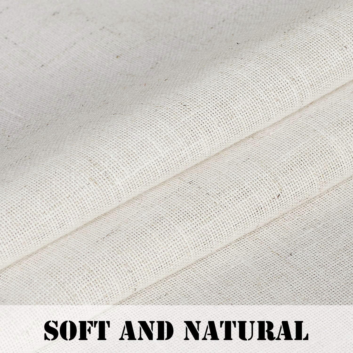 PrimeBeau Natural Linen Texture Tab Top Sheer Privacy Window Curtains Panels, 52" W x 63" L