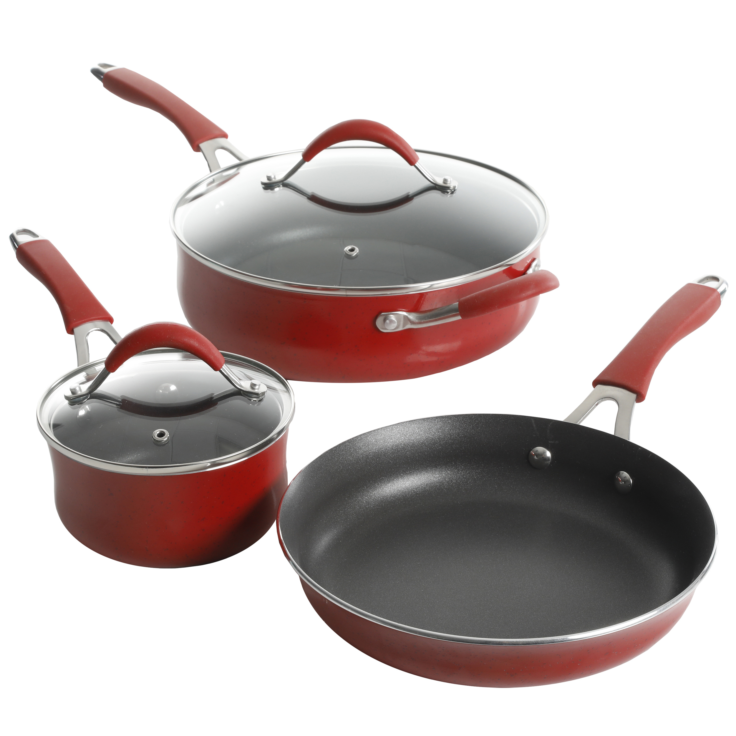 The Pioneer Woman Frontier 5-Piece Non-Stick Aluminum Cookware Set, Red - image 2 of 7