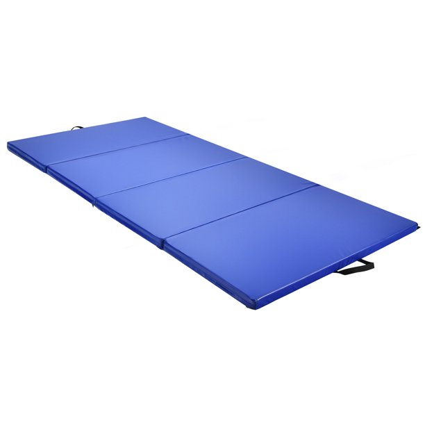 Gymax Foldable Gymnastics Exercise Mat Tumbling Pad 4 Ft. x 8 Ft. with Carrying Handles