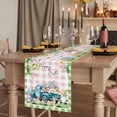 thumbnail image 2 of Table Runners 36 Inches Long Dress Scarves, Easter Farmhouse Kitchen Table Runner, Short Coffee Tablerunners, Green Pink Plaid Blue Truck Eggs Bunny Pastoral 13x36 Inch, 2 of 9