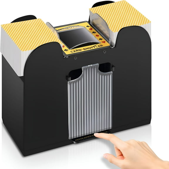 BESTSKY Automatic Card Shuffler 1/2/4/6 Decks,Battery Operated Electric Playing Card Shuffler for UNO,Casino Card Game,Poker,Phase 10,Blackjack,Texas Hold'em,Home Card Games