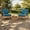 Teak finish+ Blue Cushion, variant on Christopher Knight Home 3-Piece Rustic Outdoor Chat Set with Club Chairs & Side Table, Acacia Wood Frame, Blue+Teak