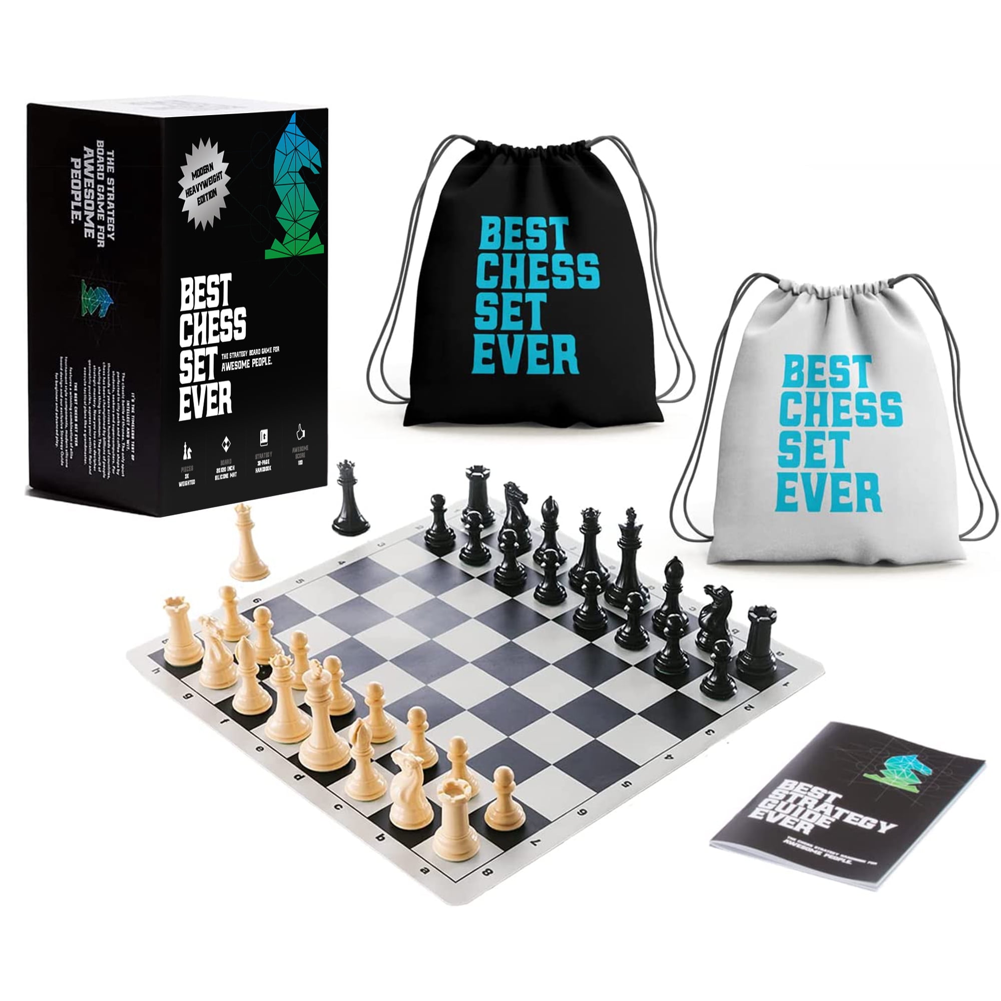  WE Games Four Player Chess Set, Chess Board for Team Chess,  Combination Chess Game for Up to 4 Players, Unique Chess Sets for Adults  and Kids, Roll Up Vinyl Chess Mat