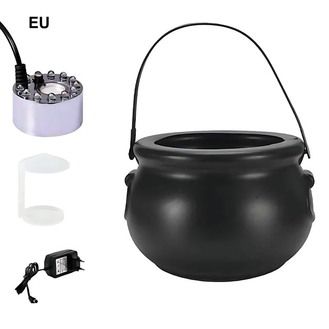 stanreset Halloween Witch Cauldrons Fog Maker Spooky Mist Effect Wide Application Safe To Festive Decorations silver EU Plug 1Set