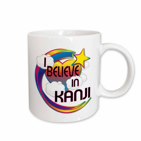 

3dRose I Believe In Kanji Cute Believer Design Ceramic Mug 15-ounce