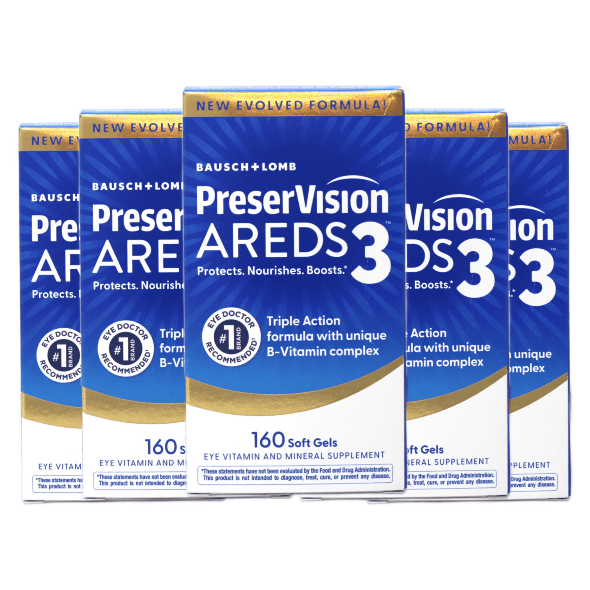 PreserVision AREDS3 Eye Vitamins, #1 Eye Doctor Recommended, AREDS2 Formula with Additional 8 B-Vitamin Complex, Promotes Healthy Cellular Eye Function, 3-in-1 Macular Supplement, 160 Softgels 5 Pack